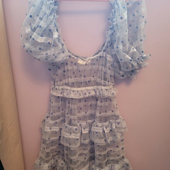 For Love and lemons Harper Sheer Polka Dot Slip Dress - Picture 4 of 6